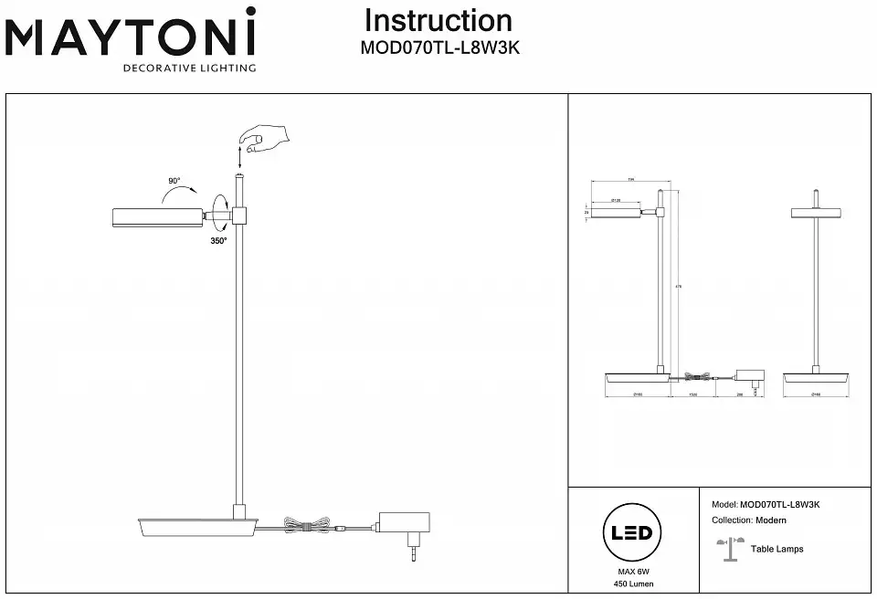 Настольная лампа декоративная Maytoni Fad MOD070TL-L8W3K 2_MY_MOD070TL-L8W3K.webp big