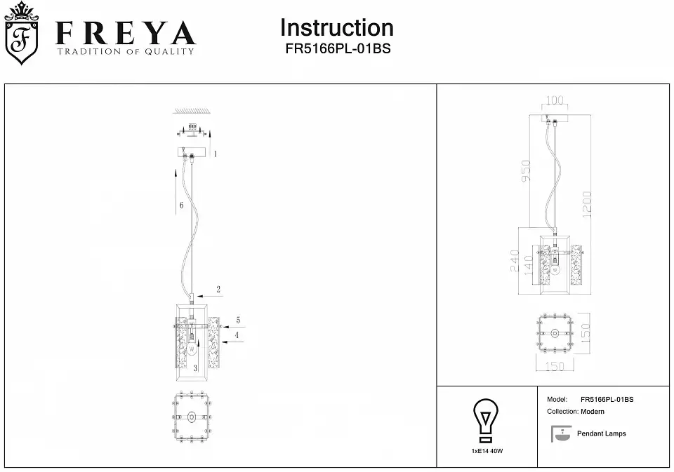 Подвесной светильник Freya Basilica FR5166PL-01BS 3_MY_FR5166PL-01BS.webp big