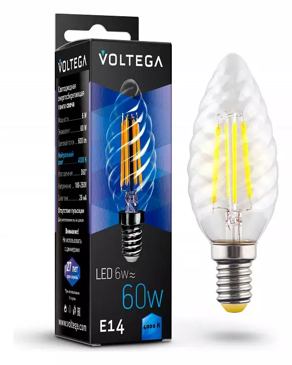 Лампа светодиодная Voltega Crystal E14 6Вт 4000K 7028 0_VG10-CC1E14cold6W-F.webp big