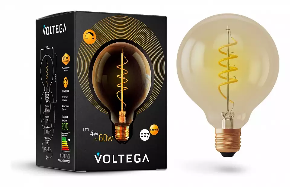 Лампа светодиодная Voltega Globe E27 4Вт 2000K 7076 0_VG10-G95GE27warm4W-FB.webp big