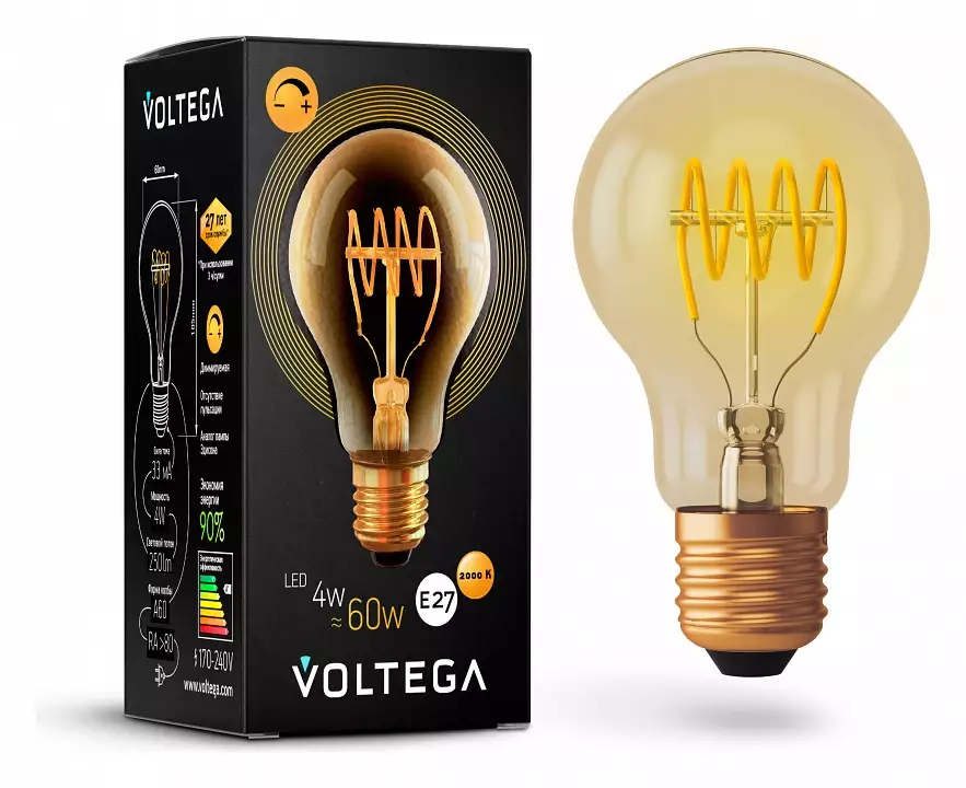 Лампа светодиодная Voltega General Purpose Bulb E27 4Вт 2000K 7078 0_VG10-A60GE27warm4W-FB.webp big
