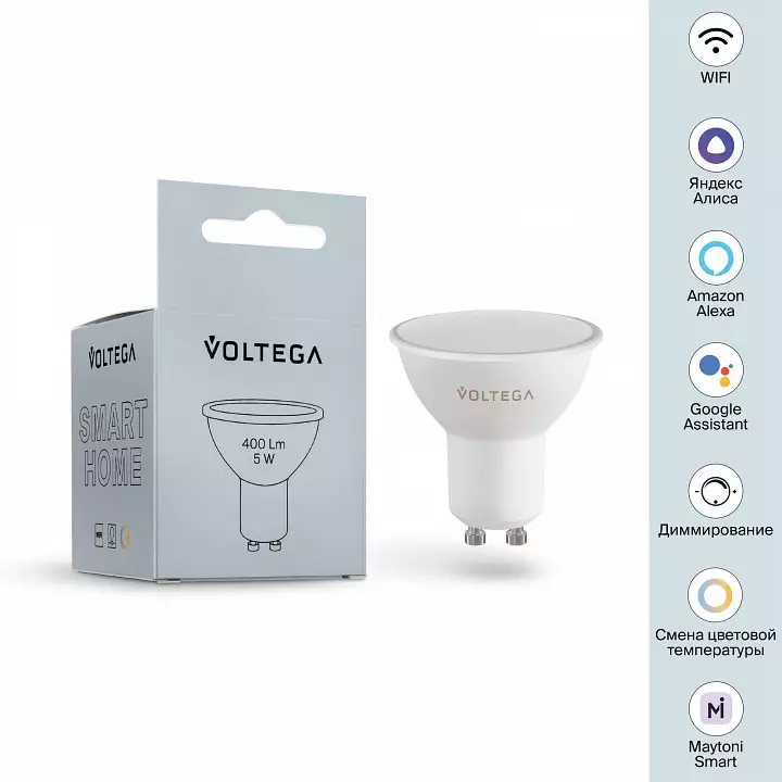 Лампа светодиодная с управлением через Wi-Fi Voltega Wi-Fi bulbs GU10 5Вт 2700-6500K 2425 4_VG-MR16GU10cct-WIFI-5W.webp big