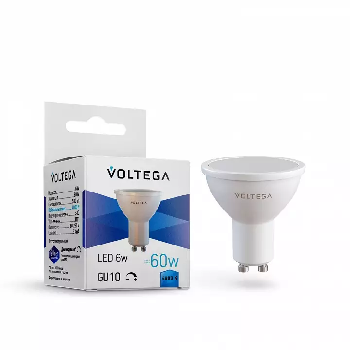 Лампа светодиодная Voltega Sofit dim GU10 GU10 6Вт 4000K 8458 1_VG2-S2GU10cold6W-D.webp big