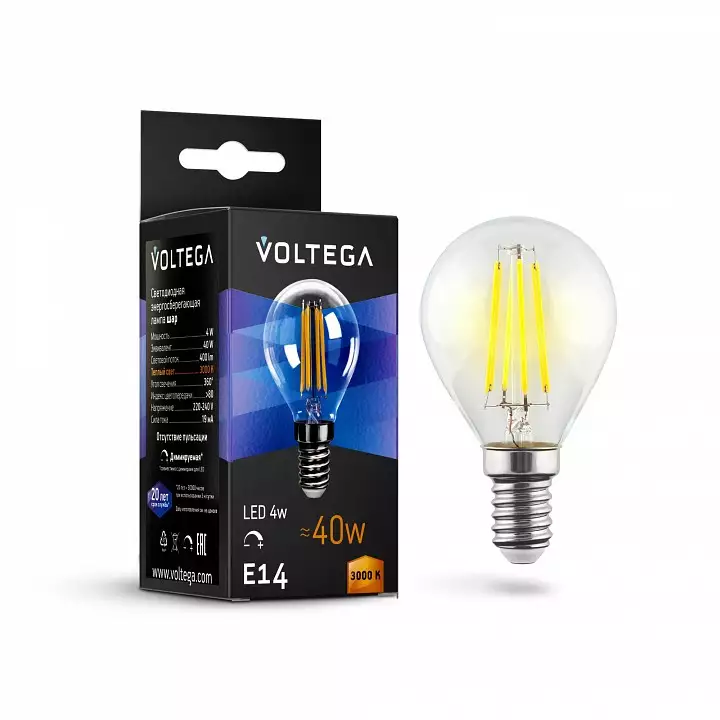 Лампа светодиодная Voltega Globe dim 5W E14 5Вт 3000K 8464 1_VG10-G1E14warm5W-FD.webp big