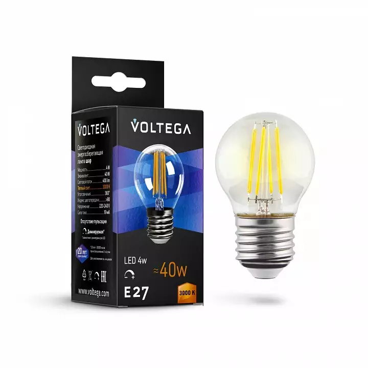 Лампа светодиодная Voltega Globe dim 5W E27 5Вт 3000K 8466 2_VG10-G1E27warm5W-FD.webp big
