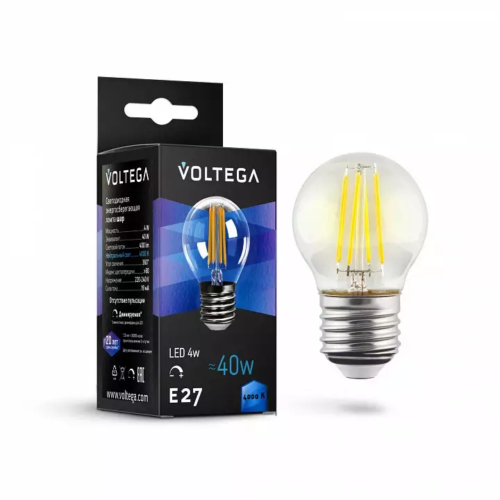 Лампа светодиодная Voltega Globe dim 5W E27 5Вт 4000K 8467 2_VG10-G1E27cold5W-FD.webp big
