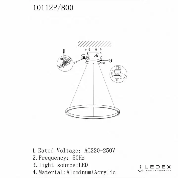 Подвесной светильник iLedex Axis 10112P/1-24W-3000K-D800 BR 1_iLed_10112P-1-24W-3000K-D800_BR.webp big