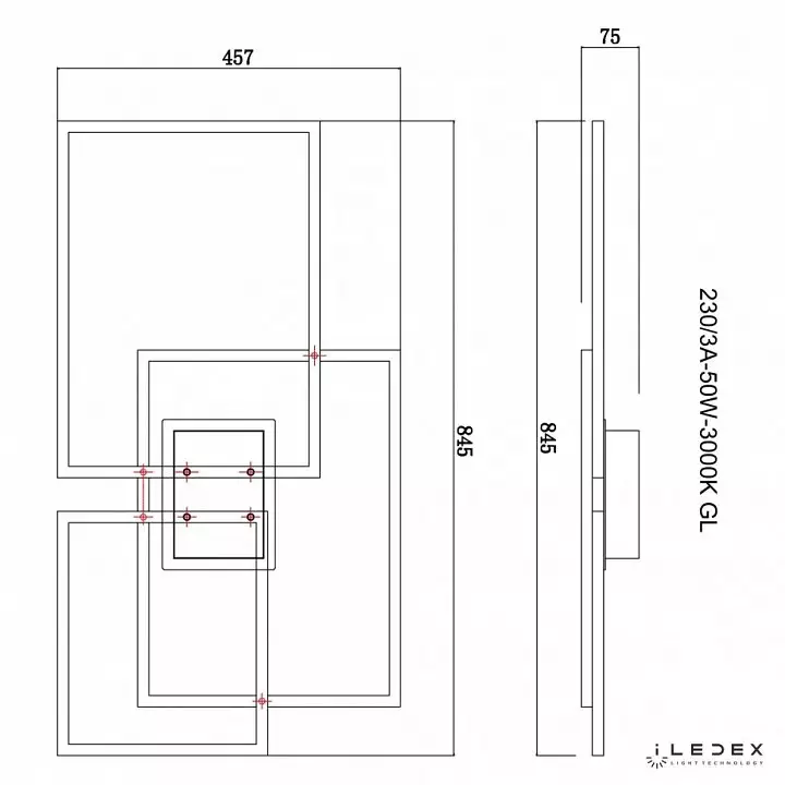 Потолочная люстра iLedex Grace 230/3A-50W-3000K GL 1_iLed_230-3A-50W-3000K_GL.webp big