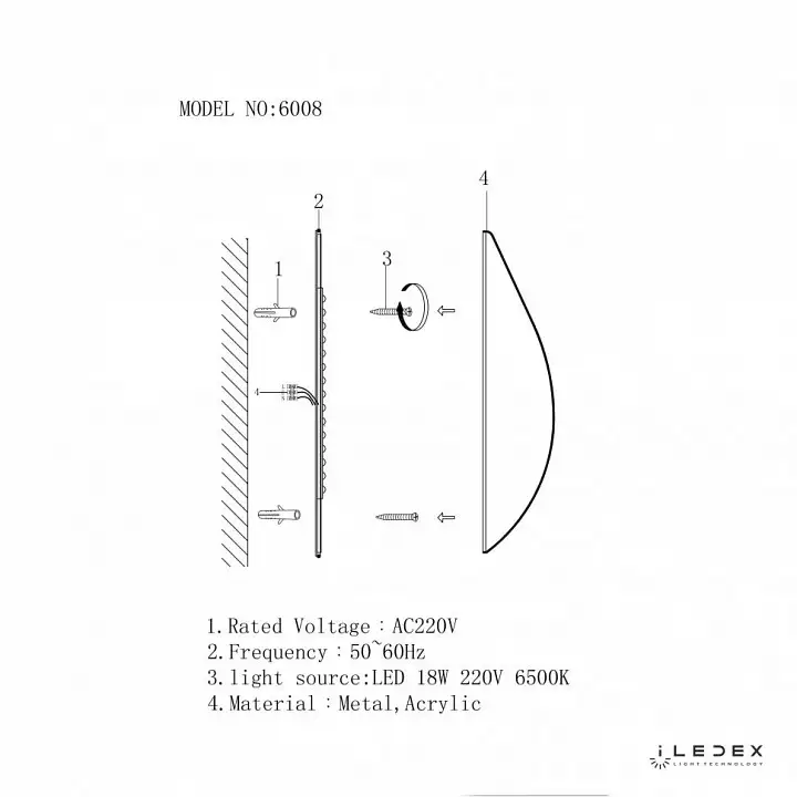 Накладной светильник iLedex Omega 6008W-18W-3000K WH-GL 7_iLed_6008W-18W-3000K_WH-GL.webp big