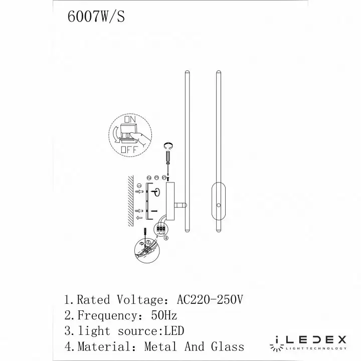 Бра iLedex Royal 6007W/S - 8W - 3000K BK 2_iLed_6007W-S-8W-3000K_BK.webp big
