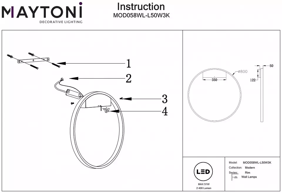 Накладной светильник Maytoni Rim MOD058WL-L50W3K 2_MY_MOD058WL-L50W3K.webp big