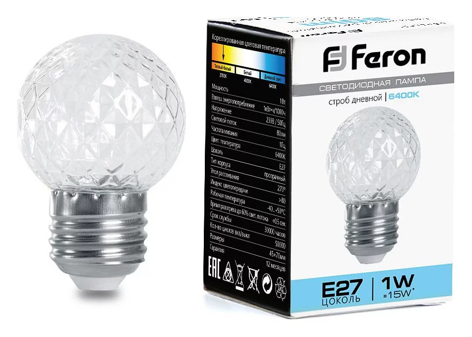 Лампа светодиодная Feron LB-377 E27 1Вт 6400K 38220 0_FE_38220.webp big