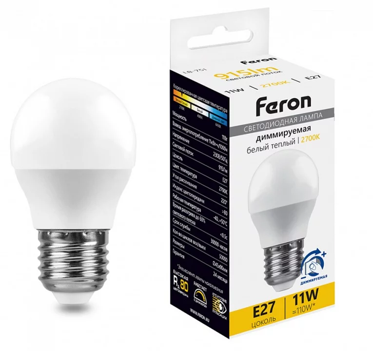 Лампа светодиодная Feron LB-751 E27 11Вт 2700K 51058 0_FE_51058.webp big