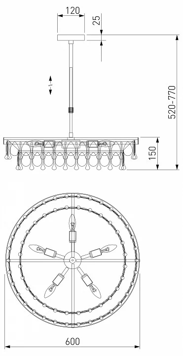 Люстра на штанге Eurosvet Sophie 60165/6 латунь 3_EV_a065754.webp big