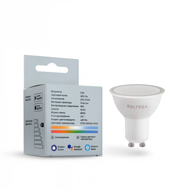 Лампа светодиодная с управлением через Wi-Fi Voltega Wi-Fi bulbs GU10 5.5Вт 2700-6500K 2426 2_VLG_2426.webp big