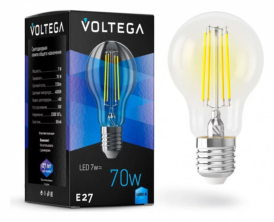 Лампа светодиодная Voltega General purpose bulb E27 7W E27 7Вт 4000K 7141 0_VLG_7141.webp big