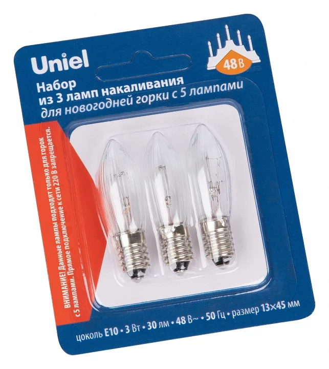 Набор из 3 ламп накаливания Uniel IL-CT13 E10 3Вт K UL-00010986 0_UL_UL-00010986.webp big