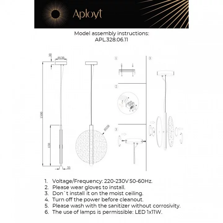 Подвесной светильник Aployt Lorentayn APL.328.06.11 2_AP_APL.328.06.11.webp big