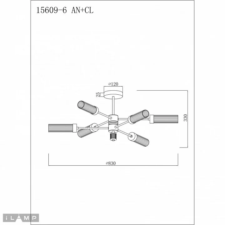 Люстра на штанге iLamp Evolution 15609-6 AN+CL 1_La_15609-6_AN_CL.webp big