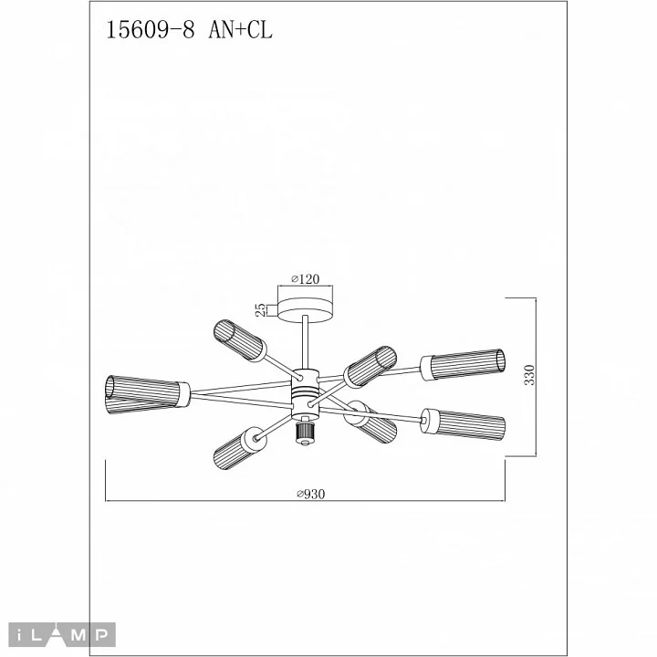 Люстра на штанге iLamp Evolution 15609-8 AN+CL 1_La_15609-8_AN_CL.webp big