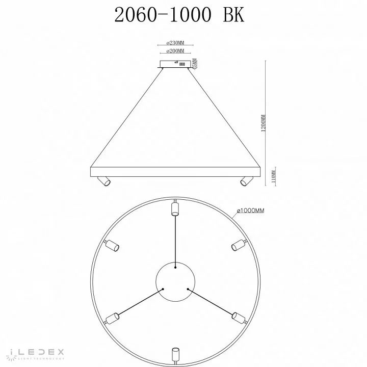 Подвесная люстра iLedex Vision 2060-D1000 BK 2_iLed_2060-D1000_BK.webp big