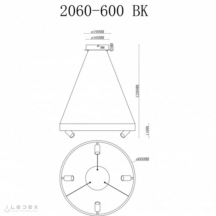 Подвесная люстра iLedex Vision 2060-D600 BK 2_iLed_2060-D600_BK.webp big