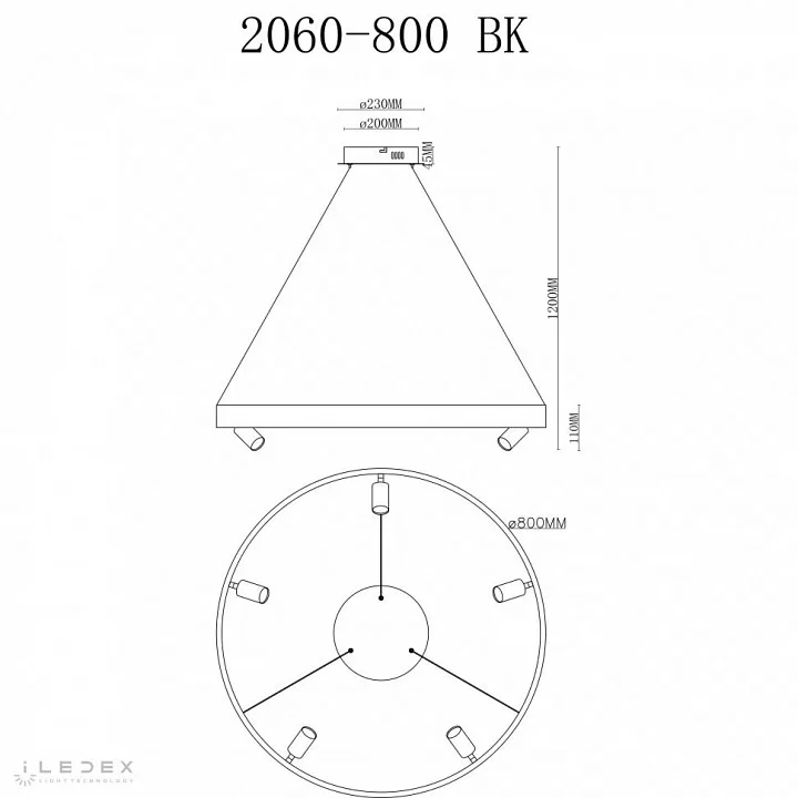 Подвесная люстра iLedex Vision 2060-D800 BK 2_iLed_2060-D800_BK.webp big