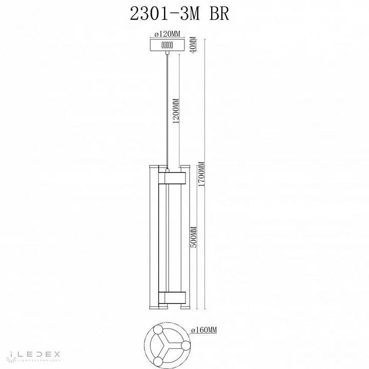Подвесной светильник iLedex Rocks 2301-3M BR 2_iLed_2301-3M_BR.webp big