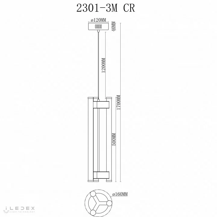 Подвесной светильник iLedex Rocks 2301-3M CR 2_iLed_2301-3M_CR.webp big