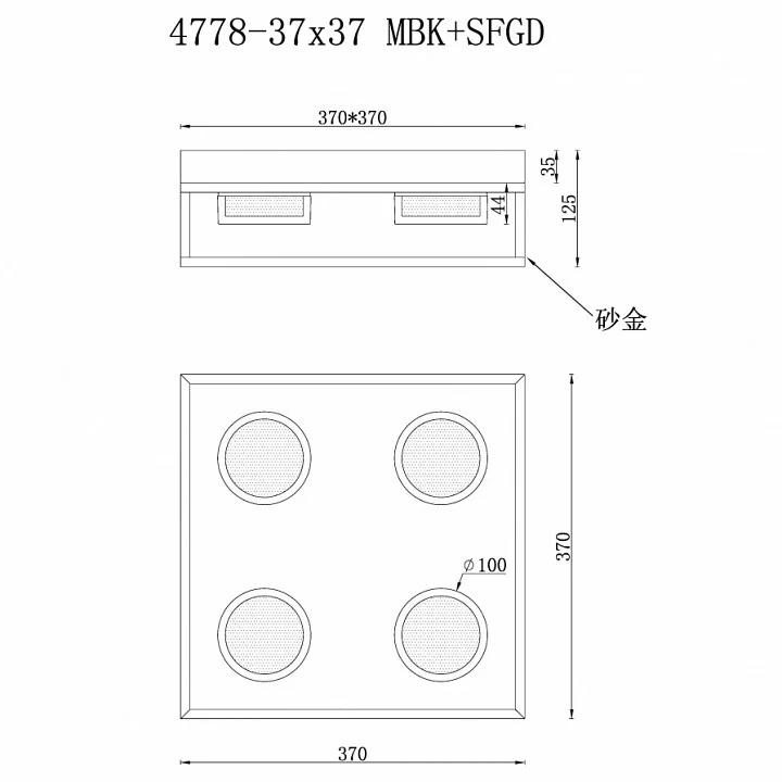 Накладной светильник iLedex Link 4778-37x37 MBK+SGD 1_La_4778-37x37_MBK_SGD.webp big