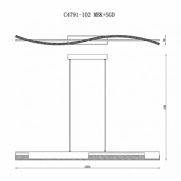 Подвесной светильник iLedex Scorpio C4791-102 MBK+SGD 2_La_C4791-102_MBK_SGD.webp big