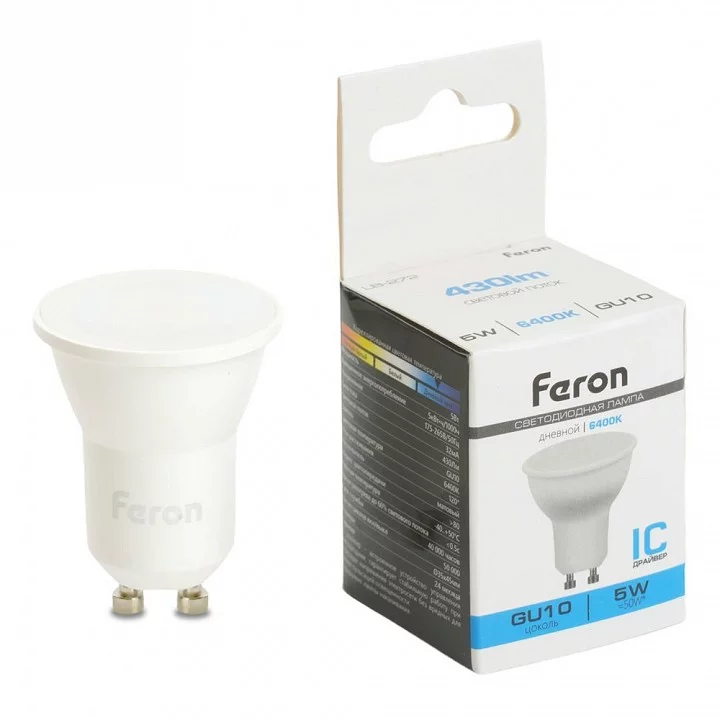Лампа светодиодная Feron LB-272 GU10 5Вт 6400K 51223 1_FE_51223.webp big