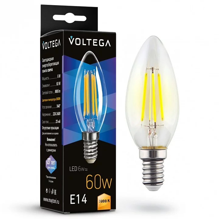 Лампа светодиодная Voltega Candle 6W E14 6Вт 3000K 7198 0_VLG_7198.webp big