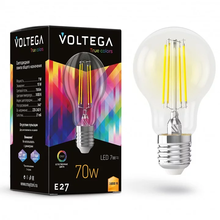 Лампа светодиодная Voltega General purpose bulb E27 7W High CRI E27 6Вт 3000K 7217 0_VLG_7217.webp big