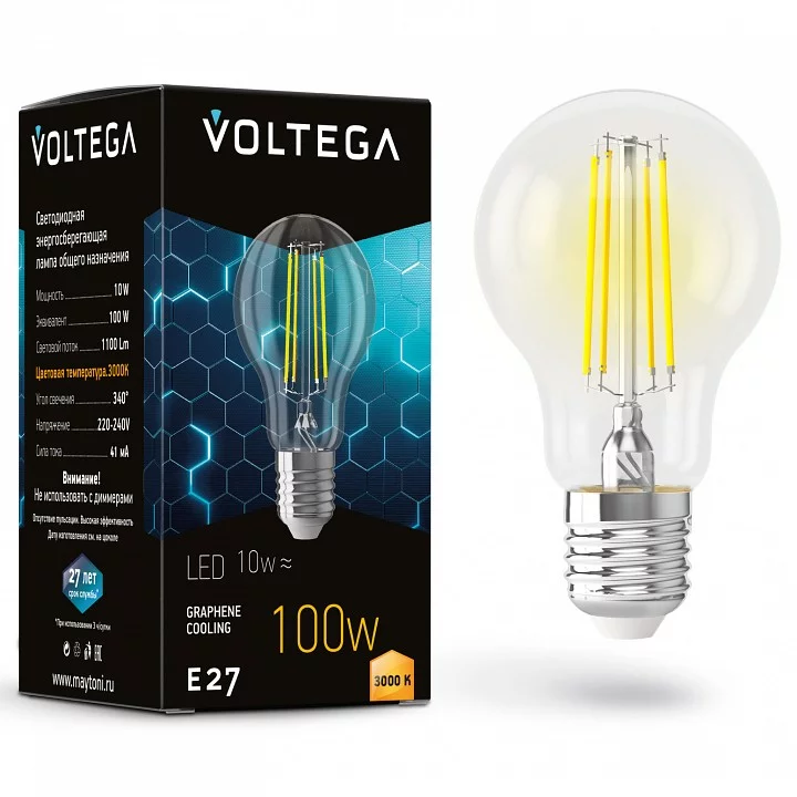 Лампа светодиодная Voltega General purpose bulb E27 9Вт 3000K 7228 0_VLG_7228.webp big