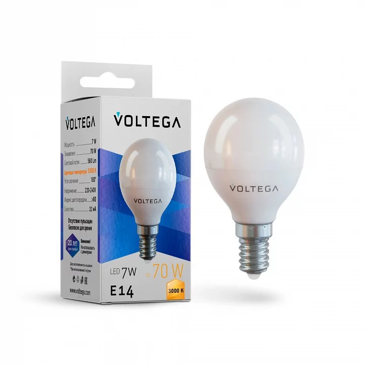 Лампа светодиодная Voltega Simple E14 7Вт 3000K 7242 1_VLG_7242.webp big