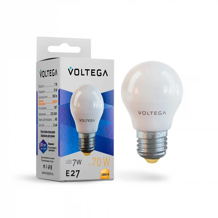 Лампа светодиодная Voltega Simple E27 7Вт 3000K 7243 1_VLG_7243.webp big
