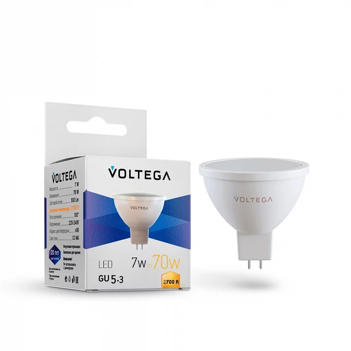 Лампа светодиодная Voltega Simple GU5.3 7Вт 2700K 7255 1_VLG_7255.webp big