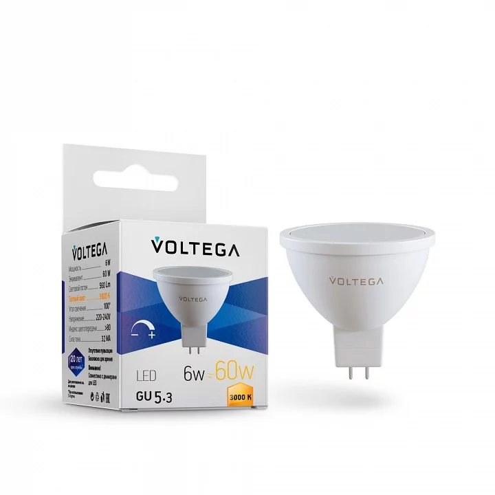 Лампа светодиодная Voltega Simple GU5.3 7Вт 3000K 7257 1_VLG_7257.webp big