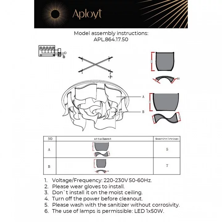 Потолочная люстра Aployt Annetta APL.864.17.50 1_AP_APL.864.17.50.webp big