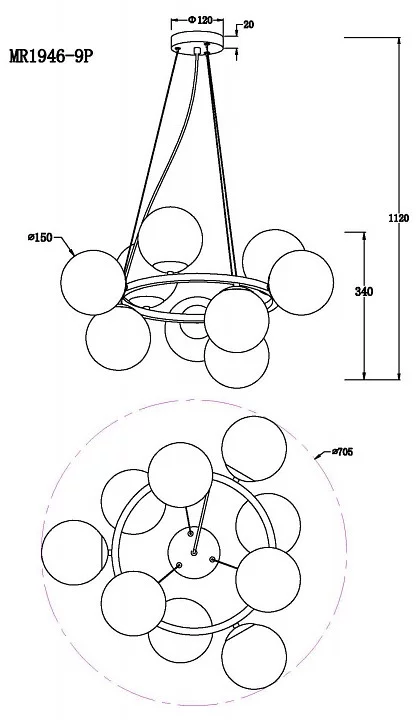 Подвесная люстра MyFar Aerton MR1946-9P 3_MFR_MR1946-9P.webp big