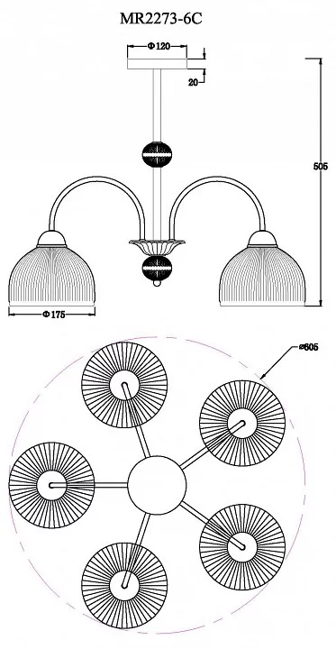 Люстра на штанге MyFar Flora MR2273-5С 2_MFR_MR2273-5C.webp big
